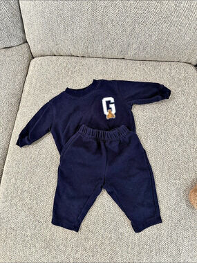 Gap Baby Brannan Bear Logo Sweat Set Navy Blue
